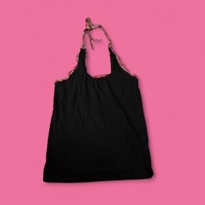 Black Halter Top with Pink Trim